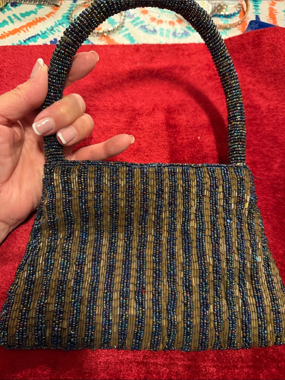 Vintage but like new condition Beaded Stripe Handbag gorgeous beading
